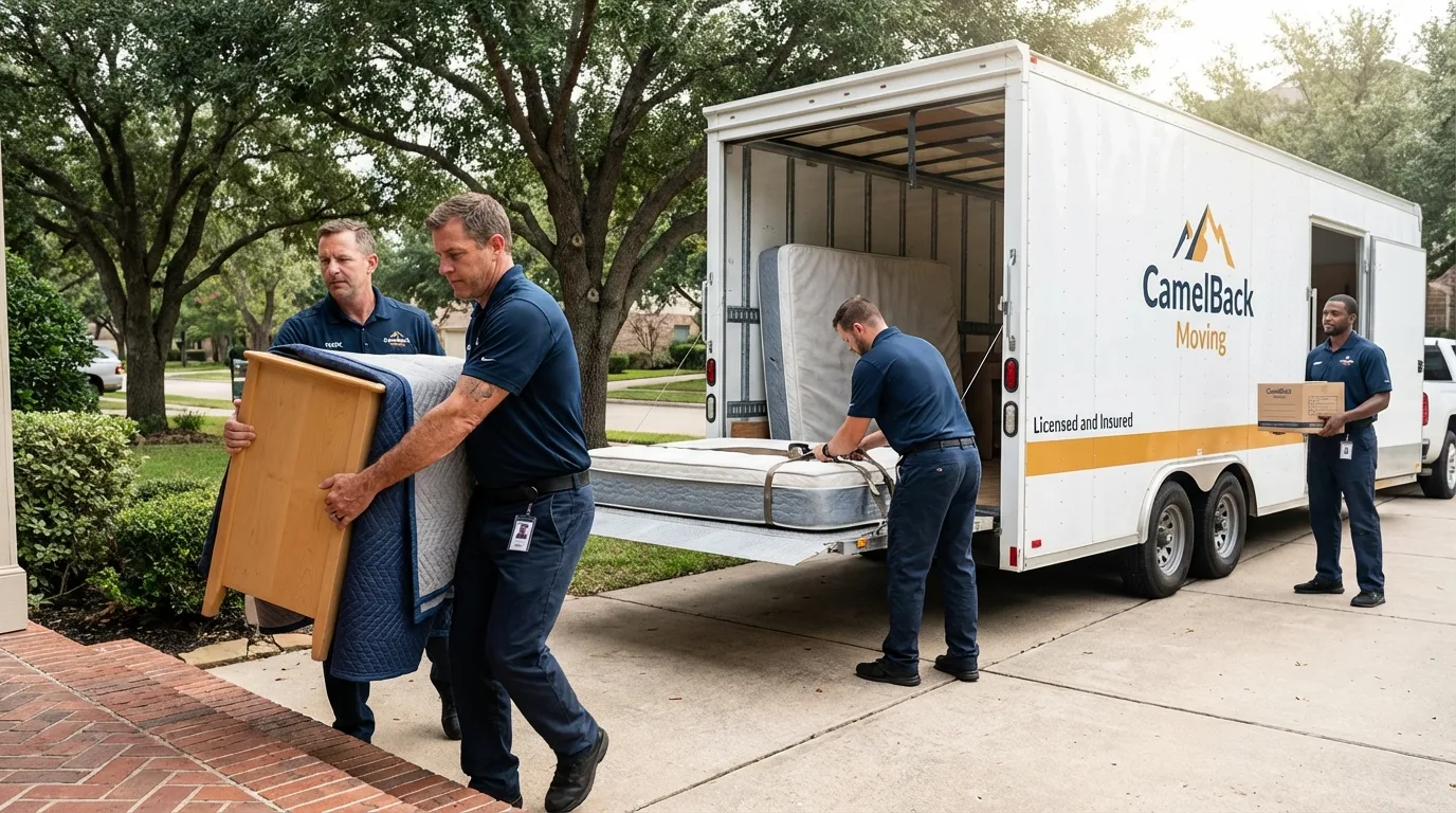 Crew loading residential truck for cross-state move from Barnhart, MO