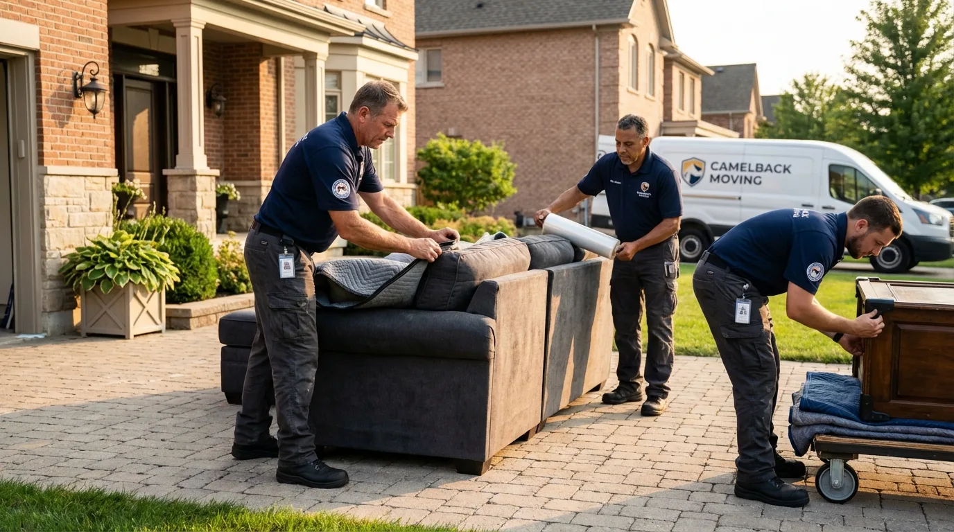 Large estate moving crew wrapping furniture in Barnhart, MO