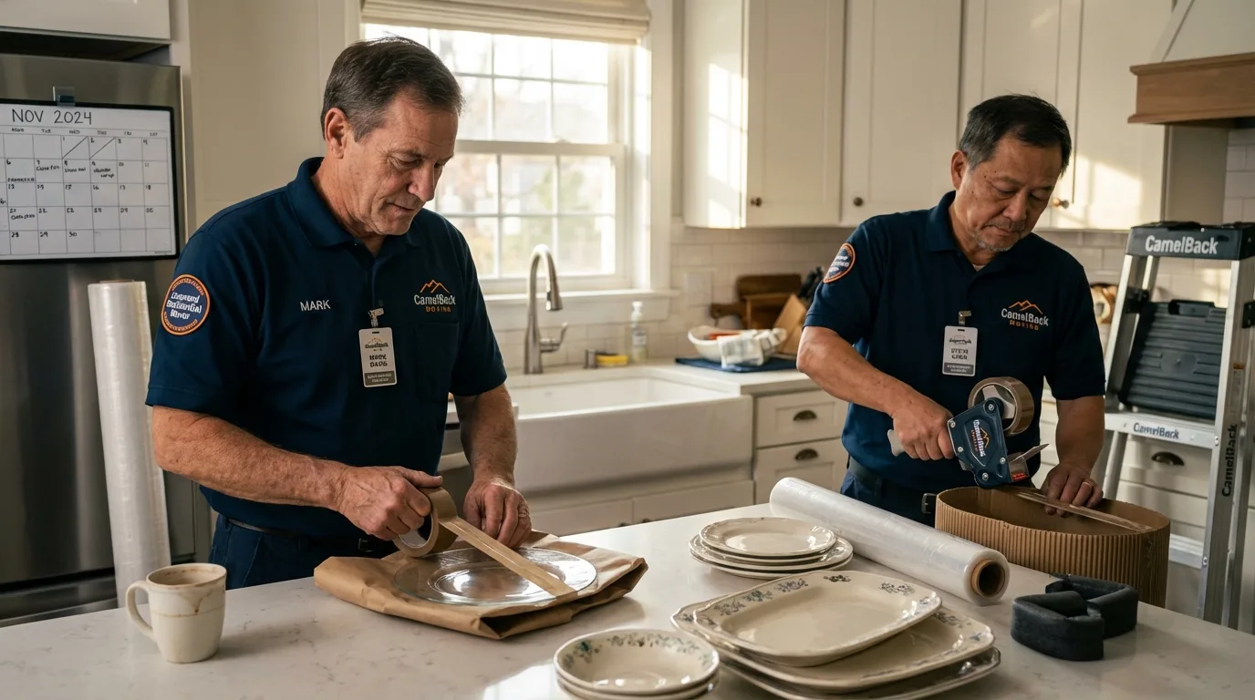 Professional crew packing kitchen dishware in Barnhart, MO